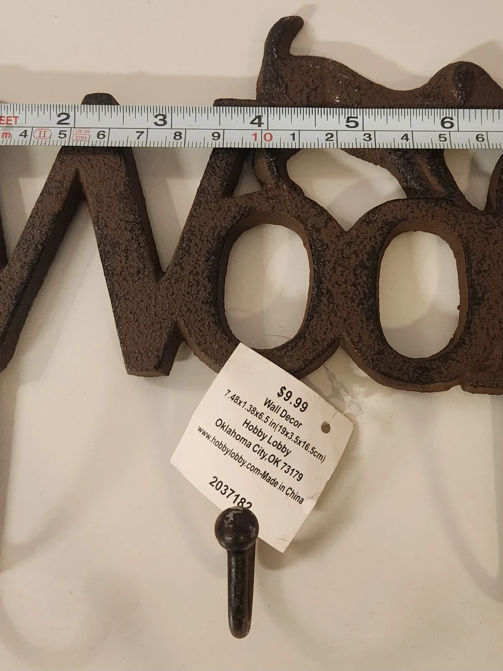 Hobby Lobby Brown Cast Iron Dog 'Woof' Wall Hook Rack